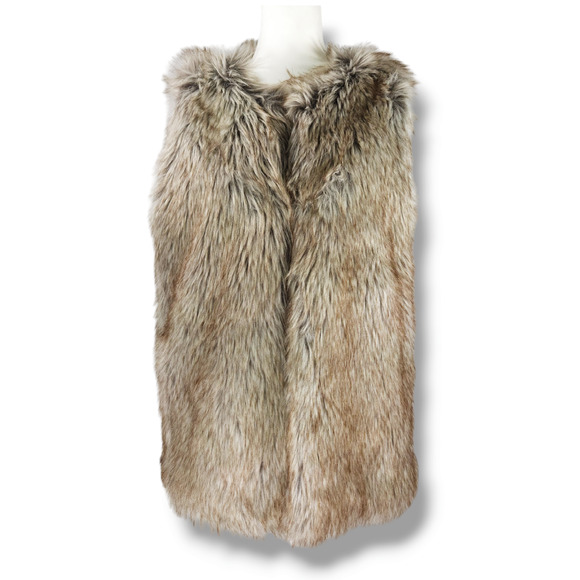 EUC Rachel Zoe Boho Ombre Faux Fur Vest Sz M Mob Wife Furry Y2K Rockstar Retro - Picture 2 of 6